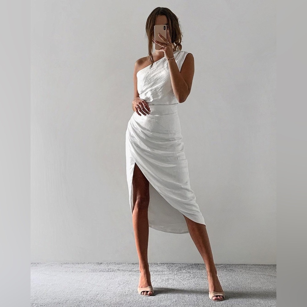 ELLIATT Cassini White One-Shoulder Dress Ivory Size S